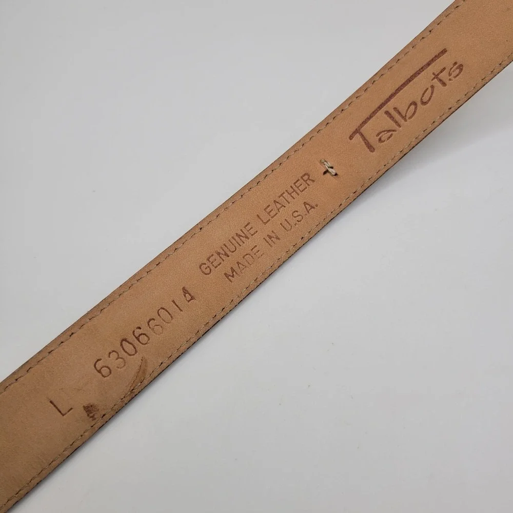 VTG Talbots Belt Lg Brown Leather Gold Snaffle Bit Horsebit Equestrian USA 90s